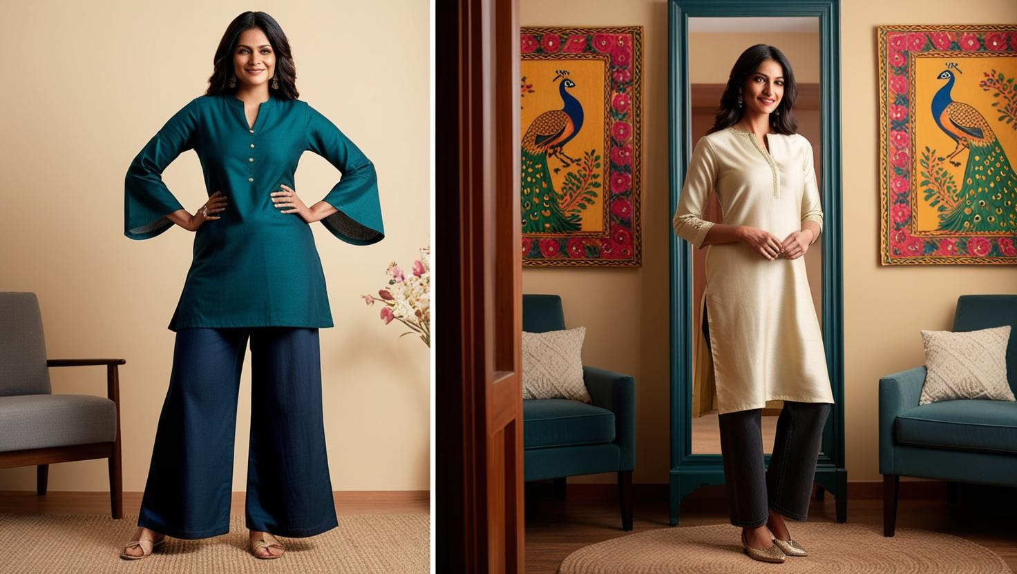 4. Heavy thighs? Avoid short kurti + light colored leggings!