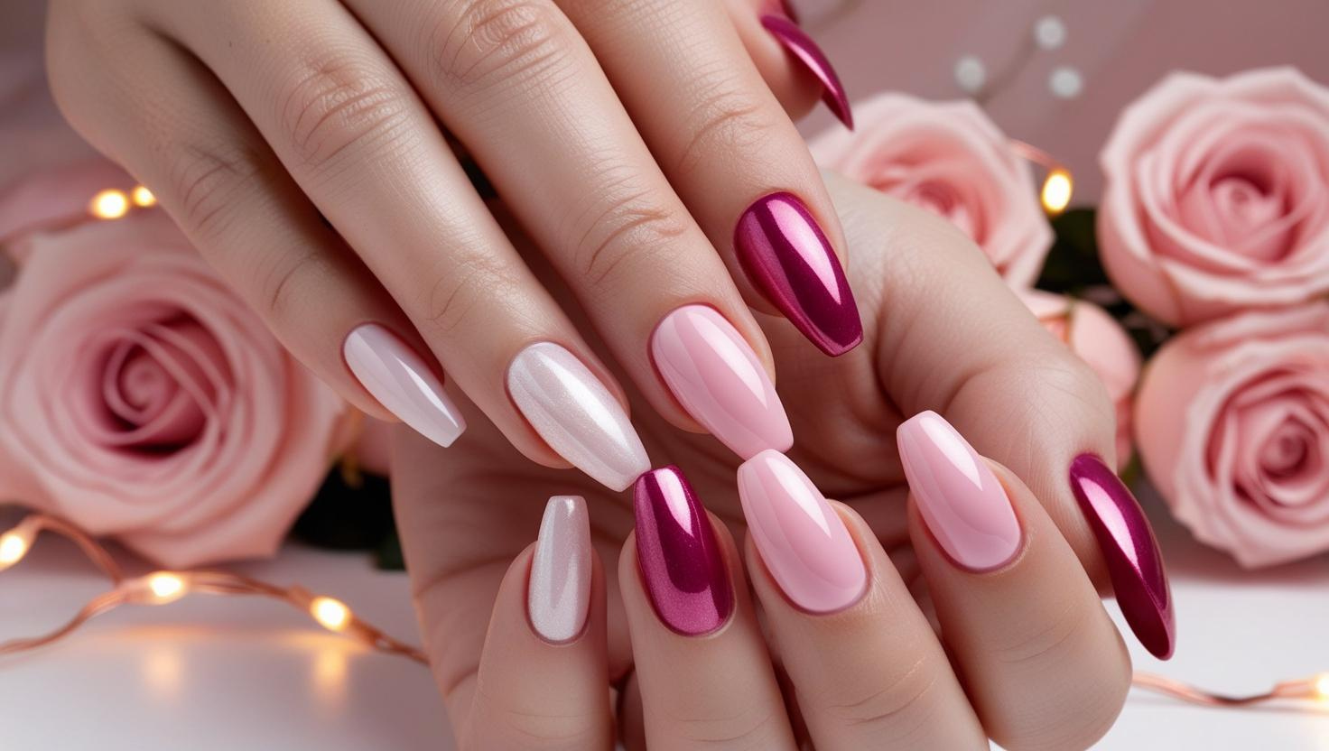 3. Pink Valentines Nails