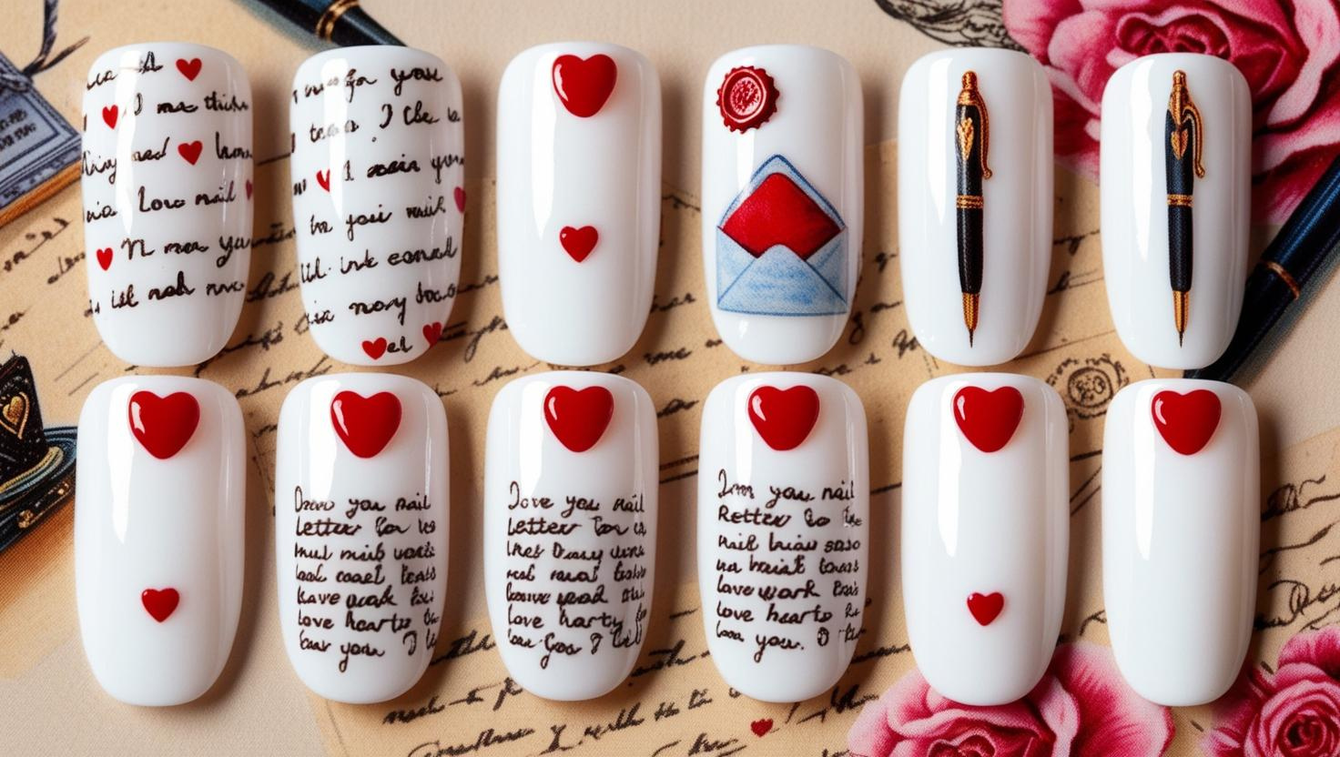 4. Cute Love Letter Nails