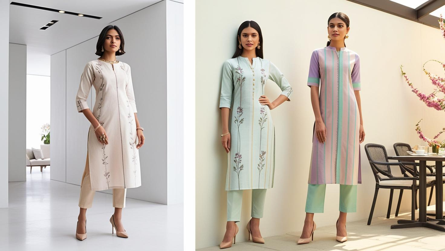 2. Kurtis with Vertical Prints - The Secret to Looking Tall