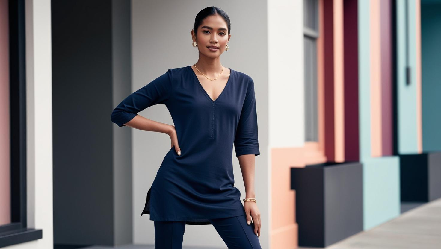 3. V-Neck and Collar Kurtis - Increase the Height Effect!